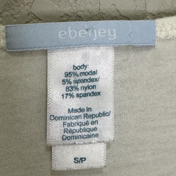 Eberjey Nightgown Womens Small Ivory Lace Trim V Neck 3/4 Sleeve Sleep Shirt - Picture 3 of 8